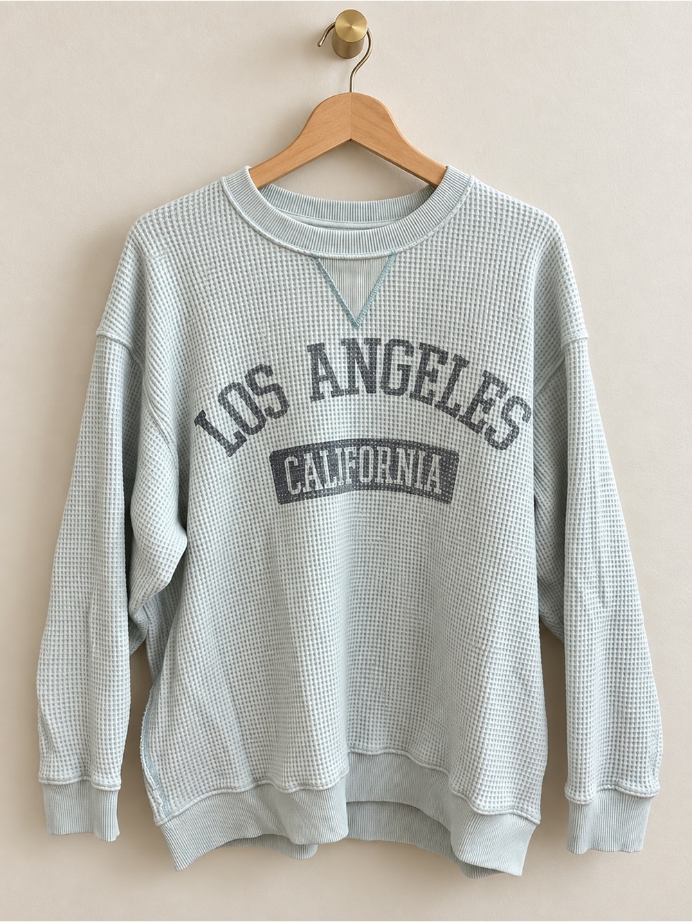 Aerie Los Angeles California Waffle Knit Oversized Sweatshirt Size L